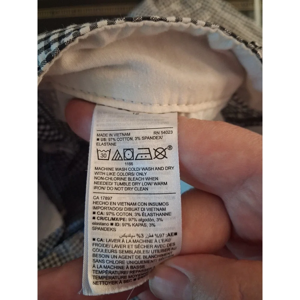 Old Navy Everyday Short High Rise Gingham Black White Check Stretch Size 12